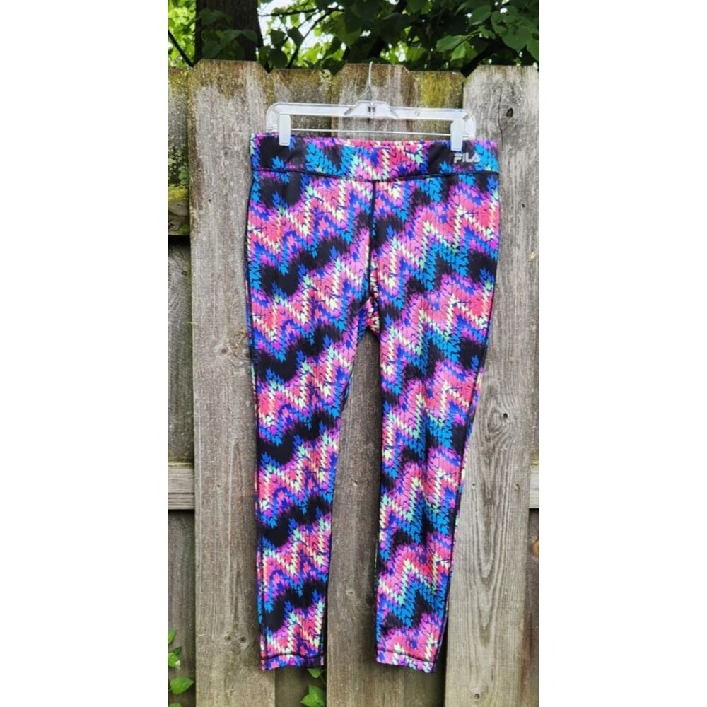 Fila Leggings Tie Dye Ranbow Neon With Geometric Shapes L - XL Pants